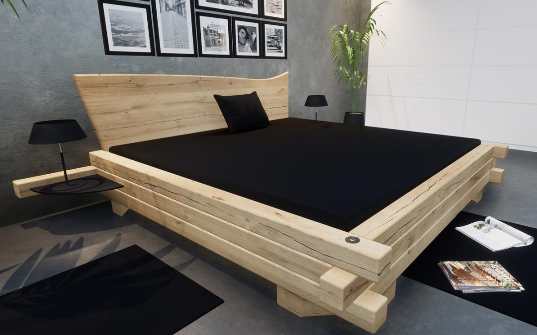 Balkenbett Hopfensee, Eiche fein geschliffen